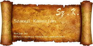Szanyi Kasszián névjegykártya